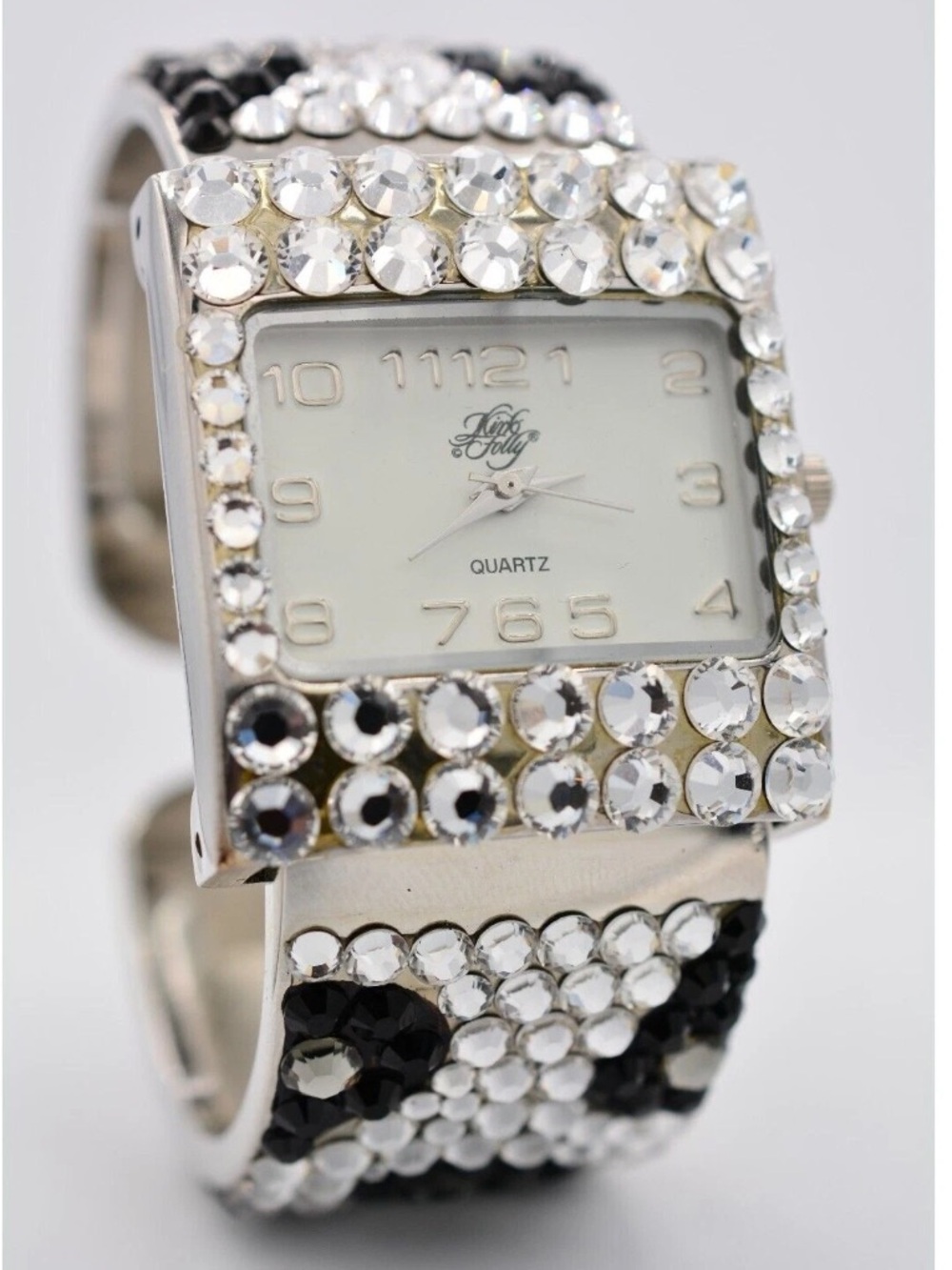 Kirk’s Folly Bangle Bracelet Crystal Watch Leopard print with Silver accents